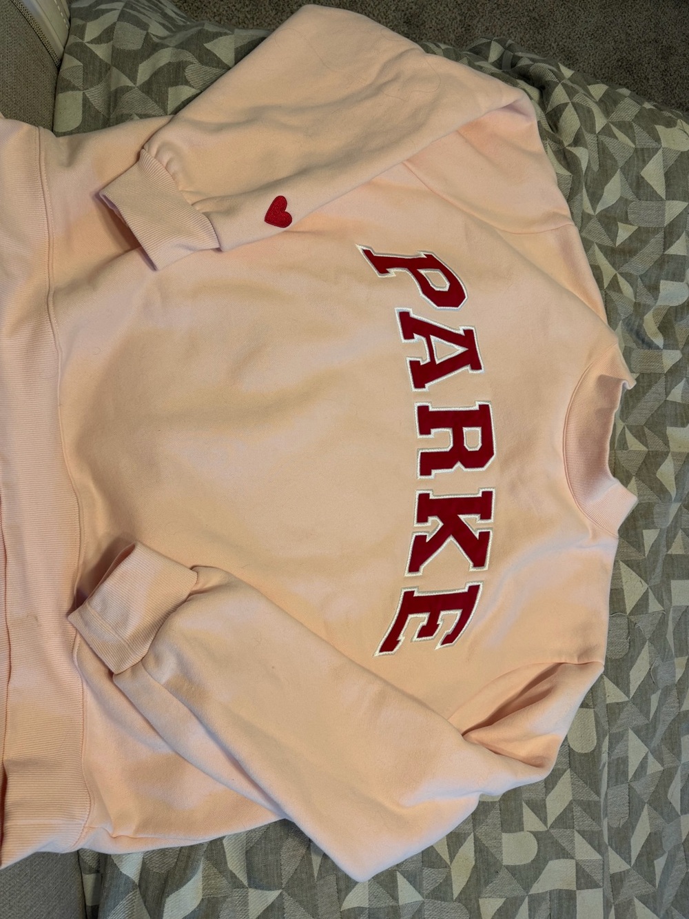 PARKE Pink Crewneck Sweatshirt with Red Logo